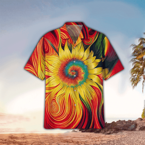 Bracken Shopping Hippie Sunflower Hawaiian Shirt, Hawaii Shirt Men, Aloha Shirt