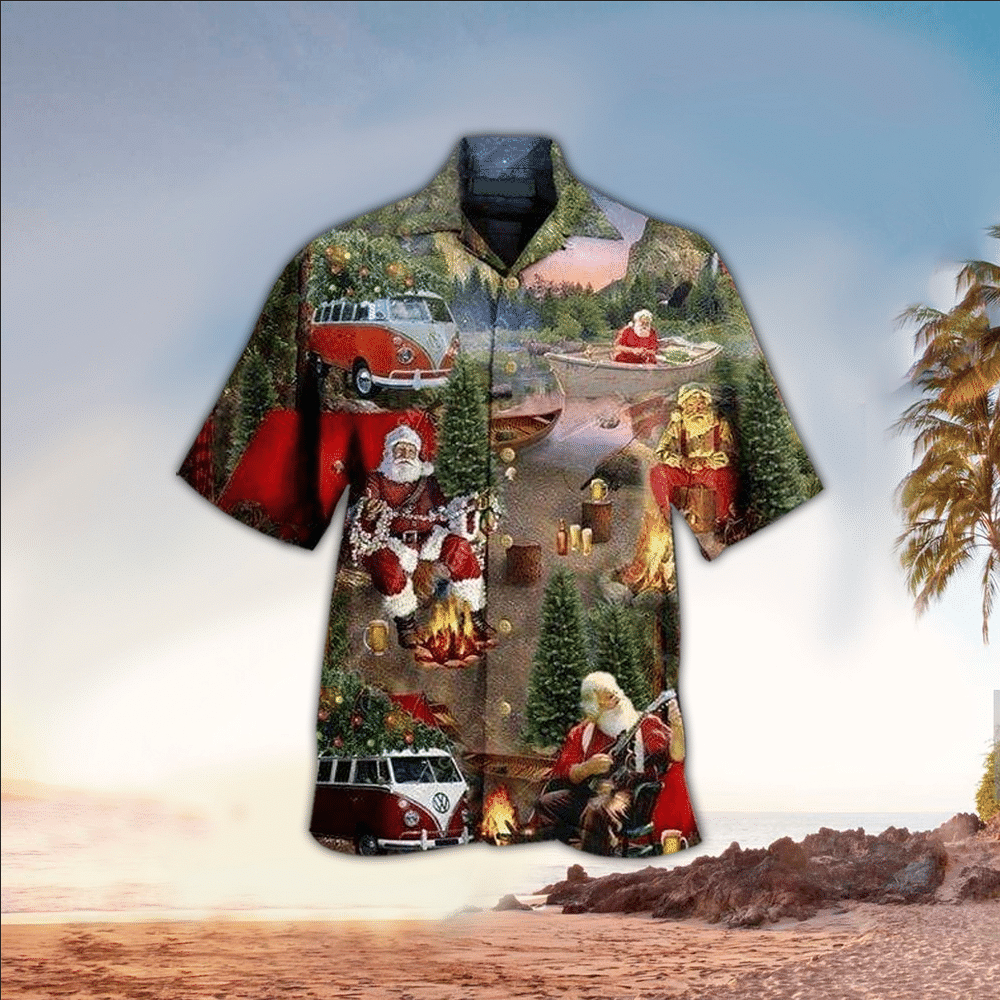 Bracken Shopping Christmas Santa Aloha Shirt, Perfect Hawaiian Shirt For Christmas Lover, Hawaii Shirt Men, Aloha Shirt