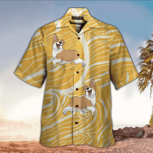 Bracken Shopping Corgi Shirt, Corgi Hawaiian Shirt For Dog Lovers, Hawaii Shirt Men, Aloha Shirt