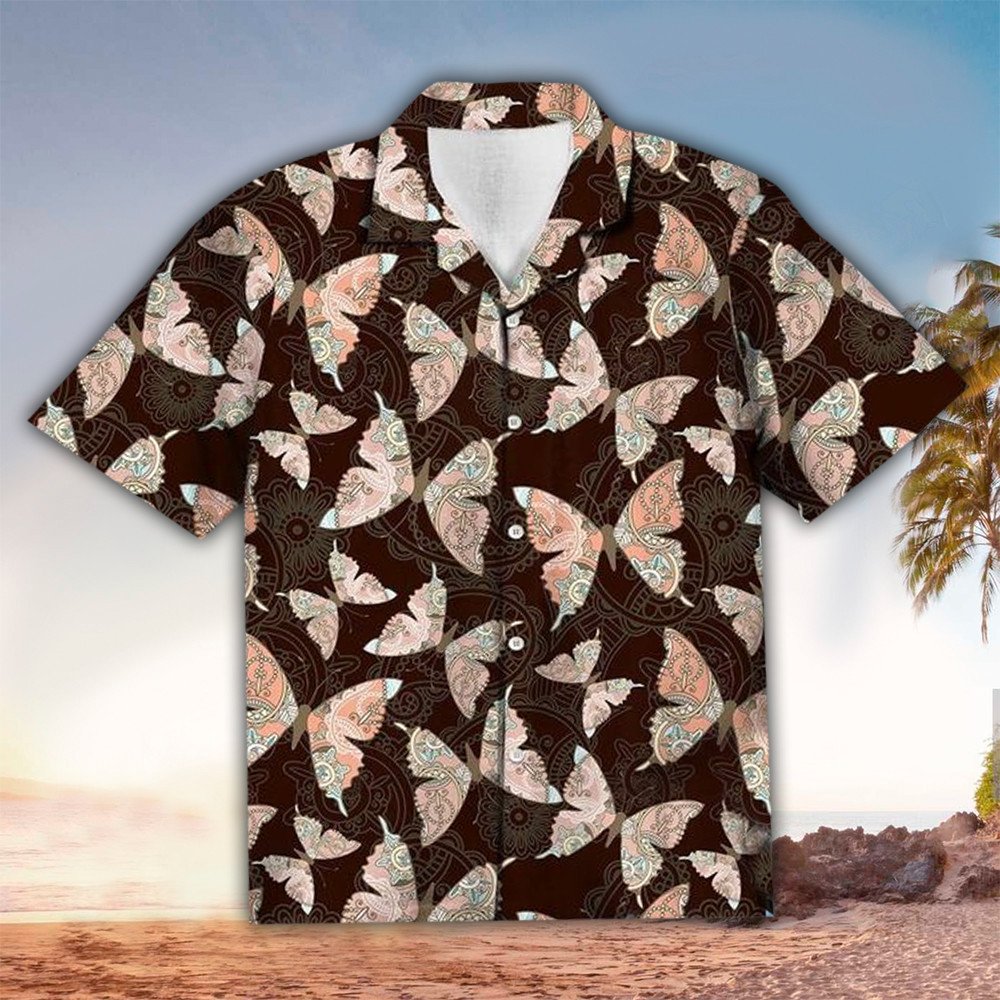 Bracken Shopping Butterfly Hawaiian Shirt, Butterfly Lover Gifts, Hawaii Shirt Men, Aloha Shirt